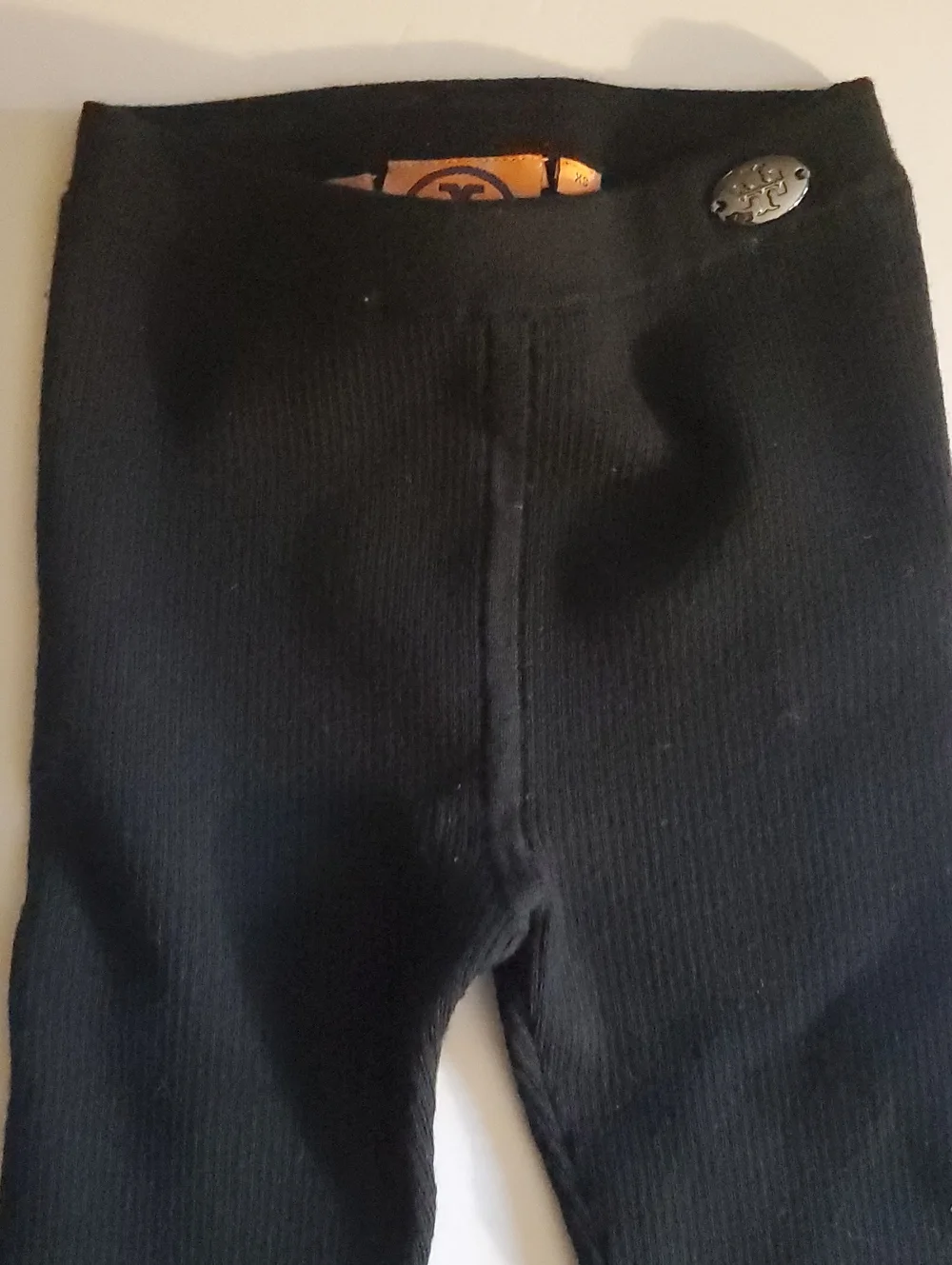 Tory Burch Kids Black Ribbed Knit Leggings Size XS